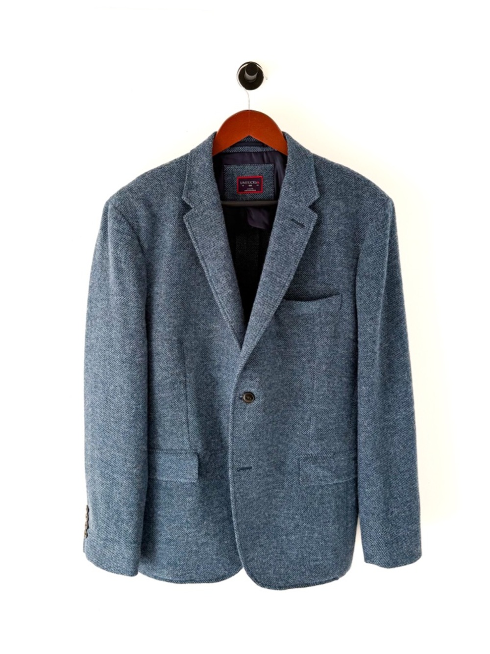 New UNTUCKit Flannel Italian Wool Blazer Sport Coat Piper Blue Mens 40R - Picture 7 of 14